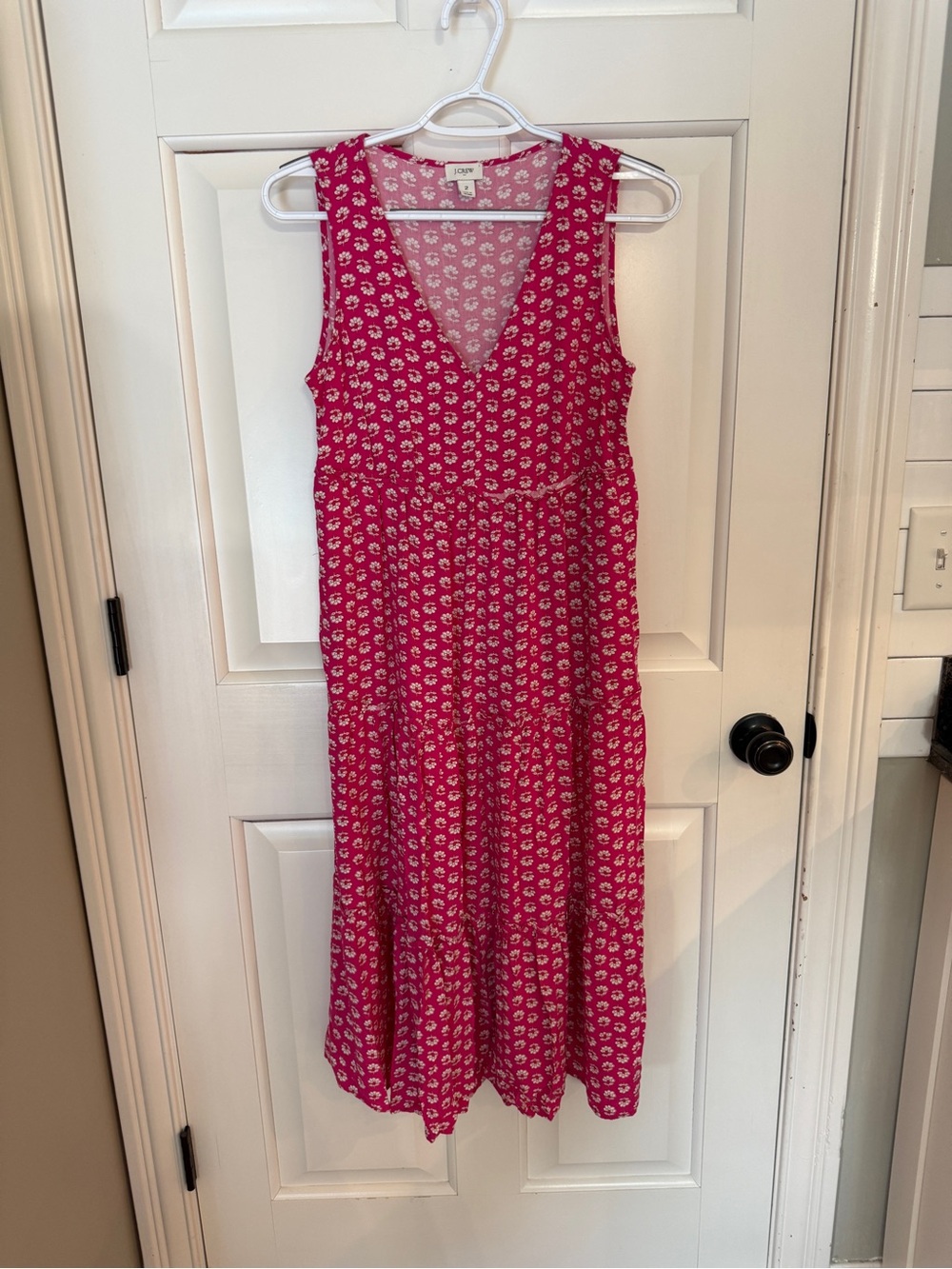 J. Crew Re-Imagined Pink Floral V-Neck Sleeveless Midi Dress 25488 - Picture 3 of 11